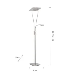JUST LIGHT 11776-55 HELIA LED Stehleuchte eckig mit Lesearm 3000K dimmbar stahlarben