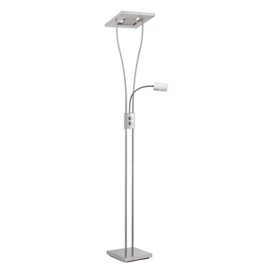 JUST LIGHT 11776-55 HELIA LED Stehleuchte eckig mit Lesearm 3000K dimmbar stahlarben