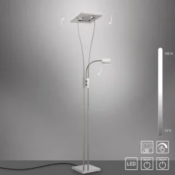JUST LIGHT 11776-55 HELIA LED Stehleuchte eckig mit Lesearm 3000K dimmbar stahlarben