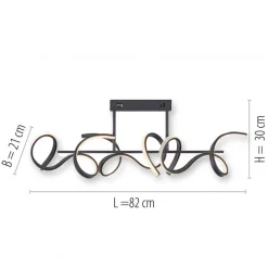 JUST LIGHT 19032-18 LED Deckenleuchte CURLS schwarz 3000K Simply Dim