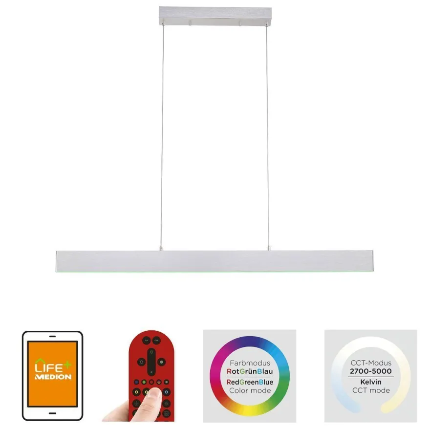 JUST LIGHT 11568-95 LED Pendelleuchte LOLAsmart-Nila Smart Home RGBW stahlfarben