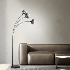 JUST LIGHT 15422-18 ZEA Stehleuchte 3-flammig schwarz rauchglas