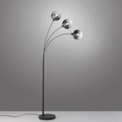 JUST LIGHT 15422-18 ZEA Stehleuchte 3-flammig schwarz rauchglas