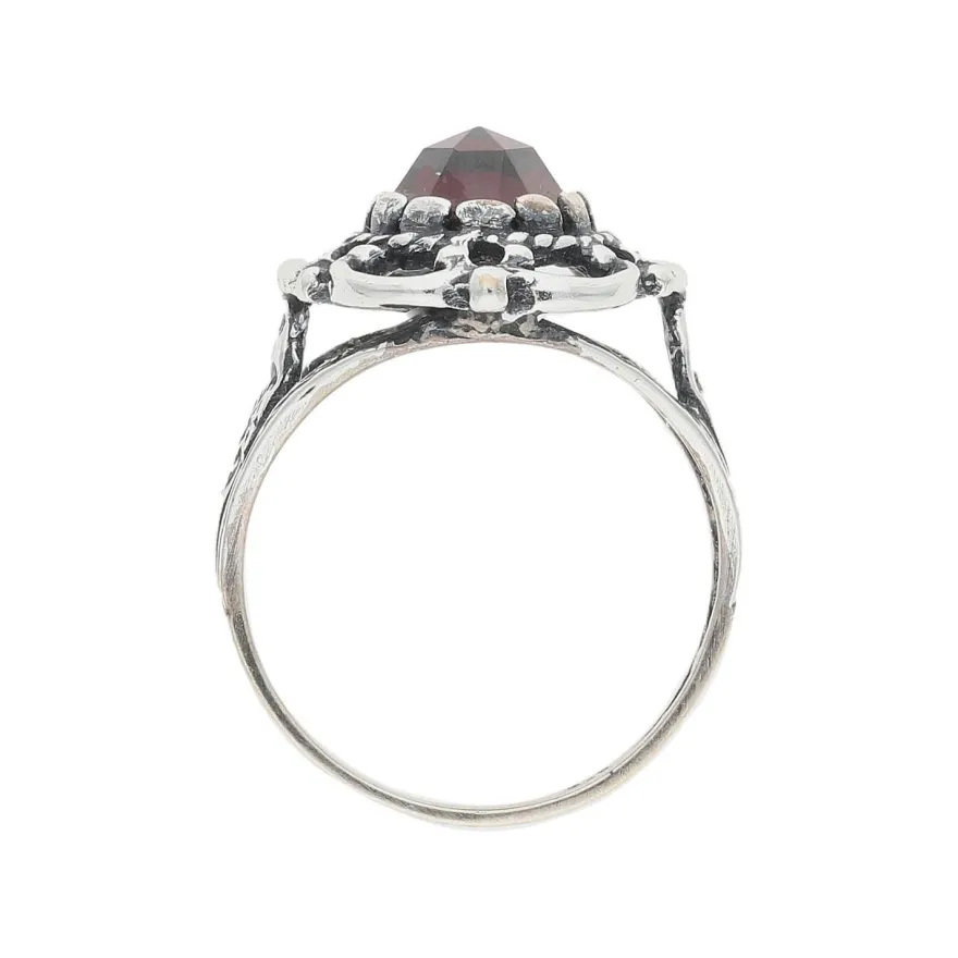 JuwelmaLux Trachten Ring 925/000 Silber, geschwärzt, mit Granat JL30-07-4875