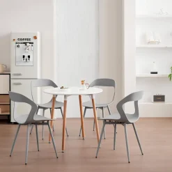 JZGORC 6er Set Esszimmerstühle Grau, skandinavisches Design mit Metallbeinen