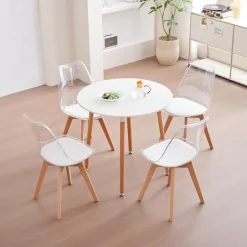 JZGORC 6er-Set Esszimmerstühle mit transparenter Rückenlehne und weißem