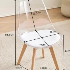 JZGORC 6er-Set Esszimmerstühle mit transparenter Rückenlehne und weißem
