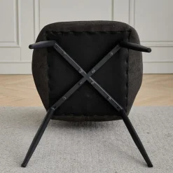 JZGORC 4er-Set Esszimmerstuhl aus Leinen-Diamantgewebe, gepolstert, Schwarz