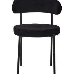 JZGORC 4er Set Esszimmerstuhl Teddy-Samt Polsterstuhl Schwarz für Esszimmer