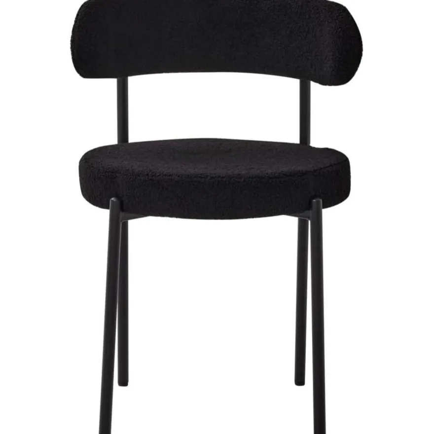 JZGORC 4er Set Esszimmerstuhl Teddy-Samt Polsterstuhl Schwarz für Esszimmer