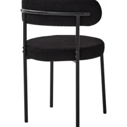 JZGORC 4er Set Esszimmerstuhl Teddy-Samt Polsterstuhl Schwarz für Esszimmer