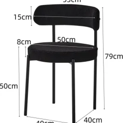 JZGORC 4er Set Esszimmerstuhl Teddy-Samt Polsterstuhl Schwarz für Esszimmer