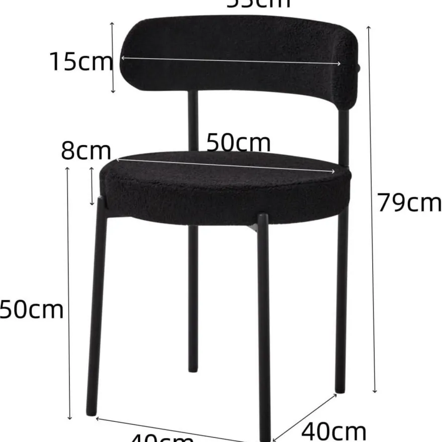 JZGORC 4er Set Esszimmerstuhl Teddy-Samt Polsterstuhl Schwarz für Esszimmer