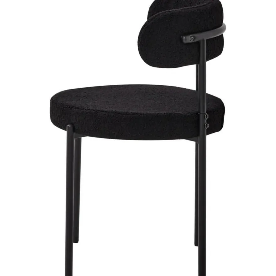 JZGORC 4er Set Esszimmerstuhl Teddy-Samt Polsterstuhl Schwarz für Esszimmer