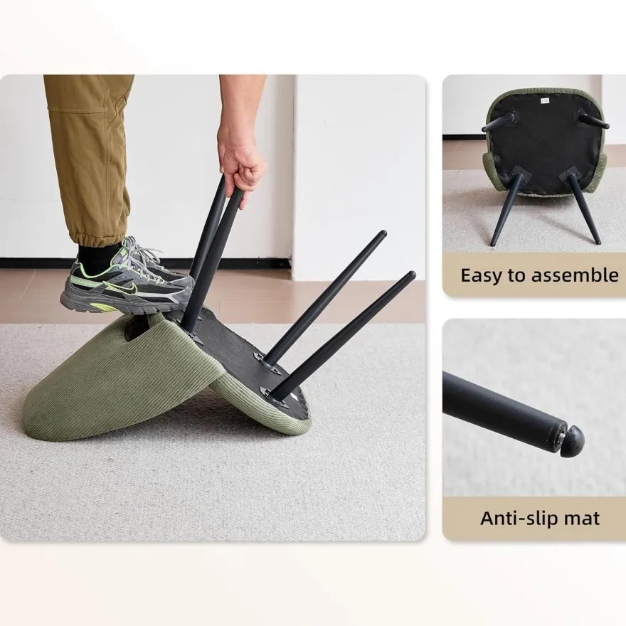 JZGORC 2er-Set Esszimmerstuhl, gepolsterter Küchenstuhl mit Cordstreifen und