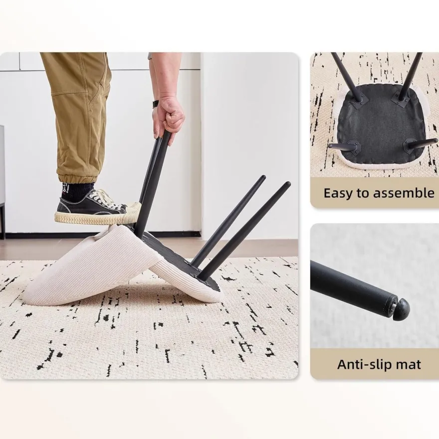JZGORC 2er-Set Esszimmerstuhl, gepolsterter Küchenstuhl mit Cordstreifen und