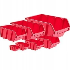 KADAX Werkstatt-Stapelkiste, aus PP Kunststoff, Rot, 10 Stück, 390 x 240 mm