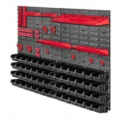 KADAX Werkstattwandregal, Wandplatten, 116 x 78 cm, Rot und Schwarz, 81 tlg