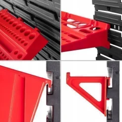 KADAX Werkstattwandregal, Wandplatten, 116 x 78 cm, Rot und Schwarz, 81 tlg