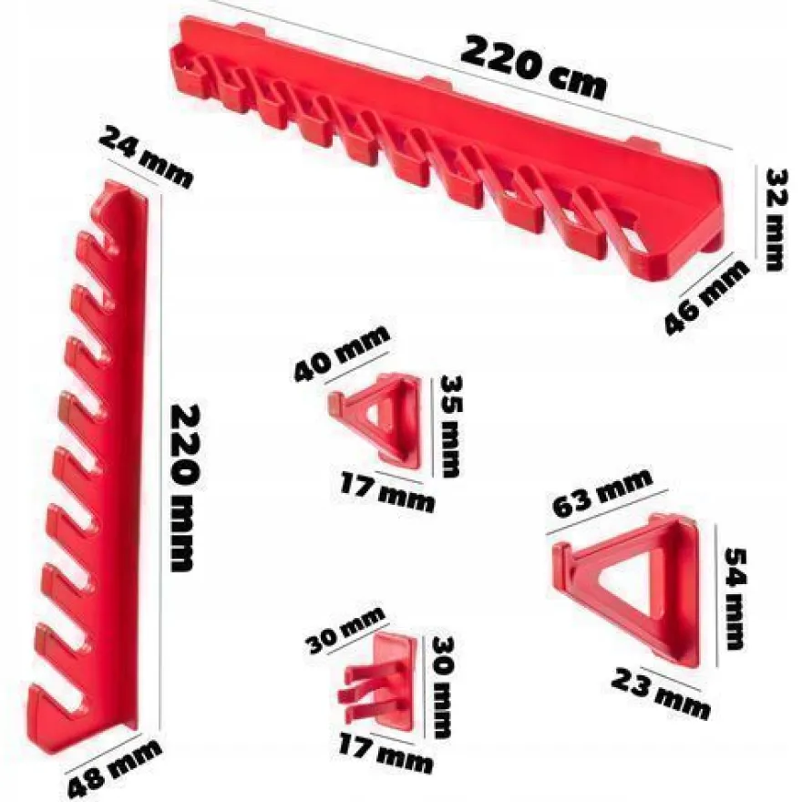 KADAX Werkstattwandregal, Wandplatten, 116 x 78 cm, Rot und Schwarz, 81 tlg