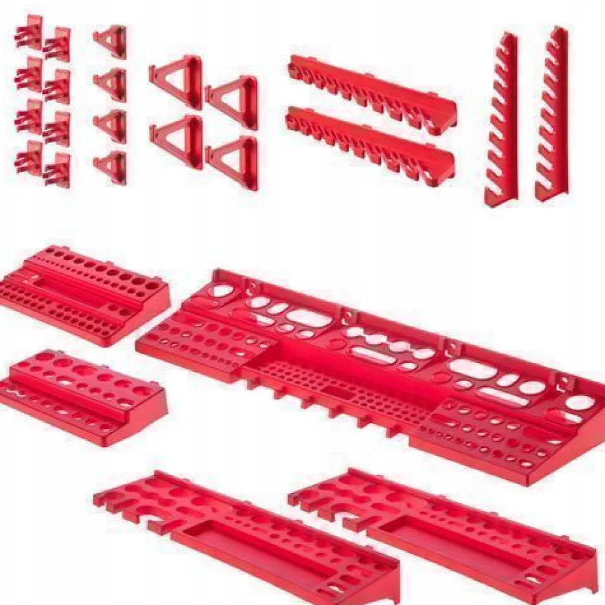 KADAX Werkstattwandregal, Wandplatten, 116 x 78 cm, Rot und Schwarz, 81 tlg