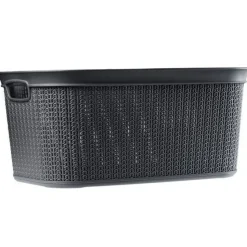 KADAX Wäschekorb, Wäschetruhe aus Kunststoff, Wäschebox 27L, Anthrazit
