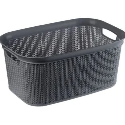 KADAX Wäschekorb, Wäschetruhe aus Kunststoff, Wäschebox 27L, Anthrazit