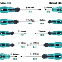 Kaheign 10-teiliges Magnetisches Schraubendreher Set aus Chrom-Vanadium-Stahl