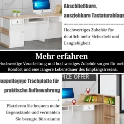 Kailodi Empfangstheke Rezeptionstheke Verkaufstresen aus Holz mit Stauraum