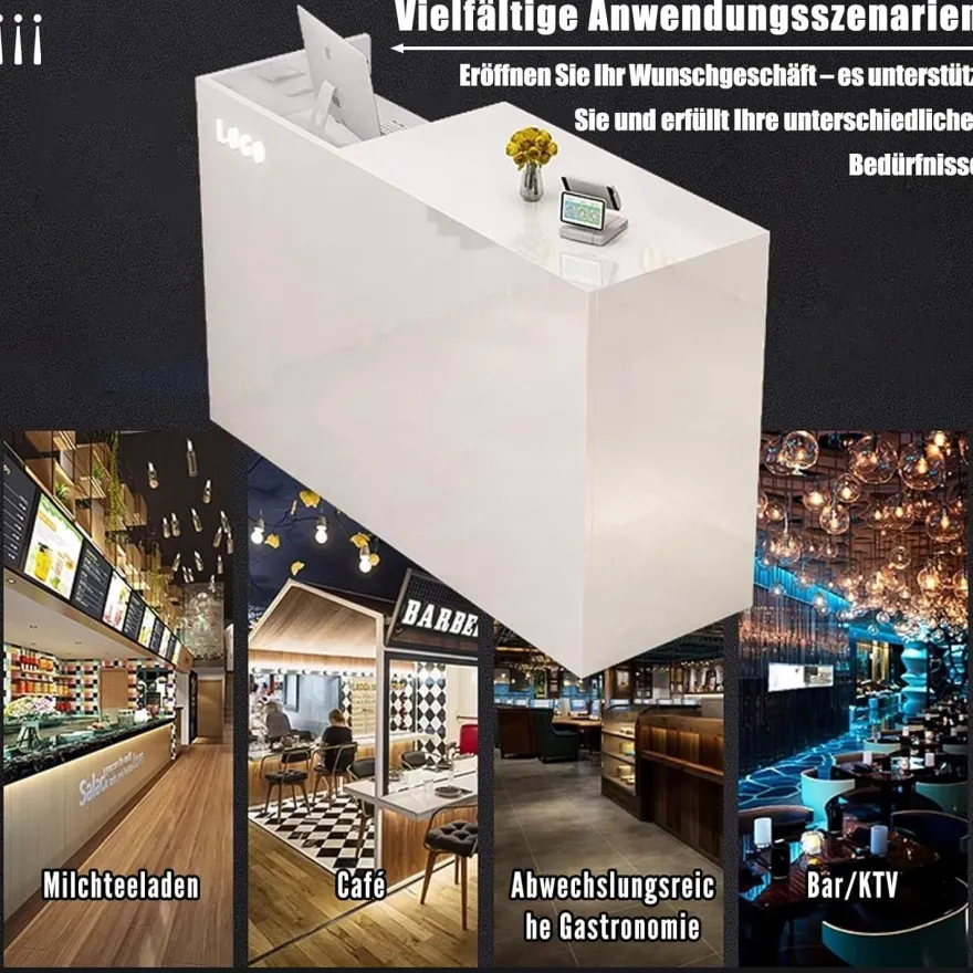 Kailodi Empfangstheke Rezeptionstheke Verkaufstresen aus Holz mit Stauraum