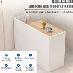 Kailodi Empfangstheke Rezeptionstheke Verkaufstresen aus Holz mit Stauraum, 180