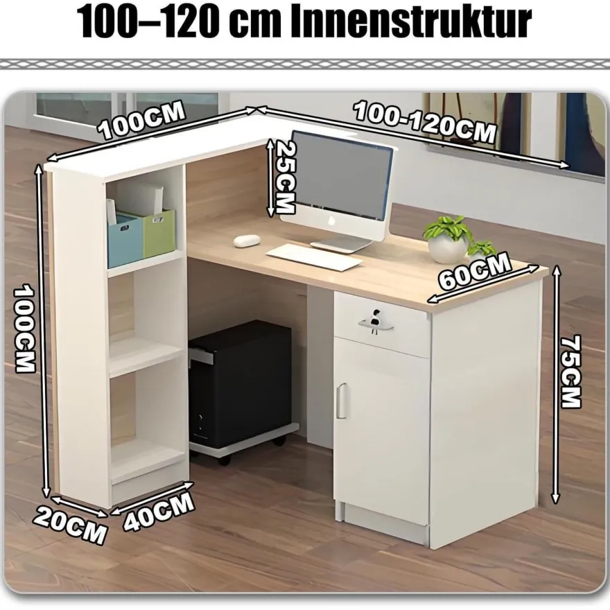 Kailodi Empfangstheke Rezeptionstheke Verkaufstresen aus Holz mit Stauraum