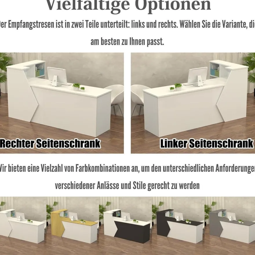 Kailodi Empfangstheke Rezeptionstheke Verkaufstresen aus Holz mit Stauraum