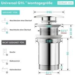 Kaiying G1¼ Waschbecken Ablaufgarnitur, Messing Pop Up Ablaufventil mit Sieb