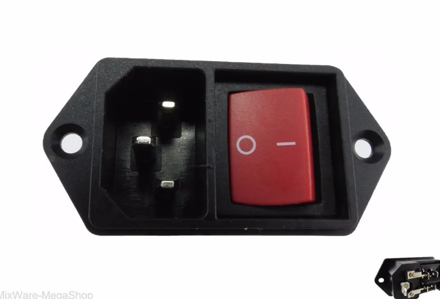Kaltgeräte-Steckverbinder Stecker C-14 10A/250V mit Schalter, 6A/250V