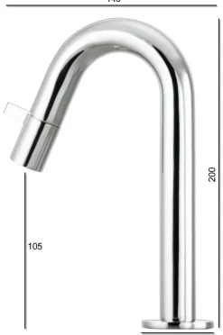 Kaltwasser Wasserhahn mit Kopfsteuerung Standventil Armatur Bad Gäste WC, Chrom