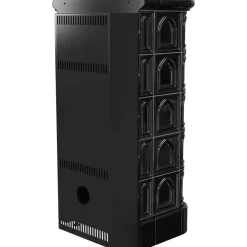 Kamineinsatz aus Stahl KRATKI BLANKA 8 kW Ø 160 schwarze Kachel schwarz Verkleidung