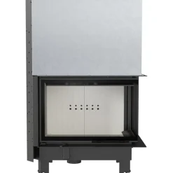 Kamineinsatz aus Stahl KRATKI MBA rechts 17 kW Ø 200 mit Schiebetür gebogenes Glas