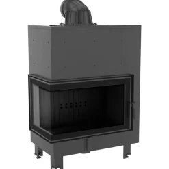 Kamineinsatz aus Stahl KRATKI MBO links 15 KW Ø 200 schwarz Verkleidung