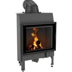 Kamineinsatz aus Stahl KRATKI NADIA 10 kW Ø 200 schwarz Verkleidung