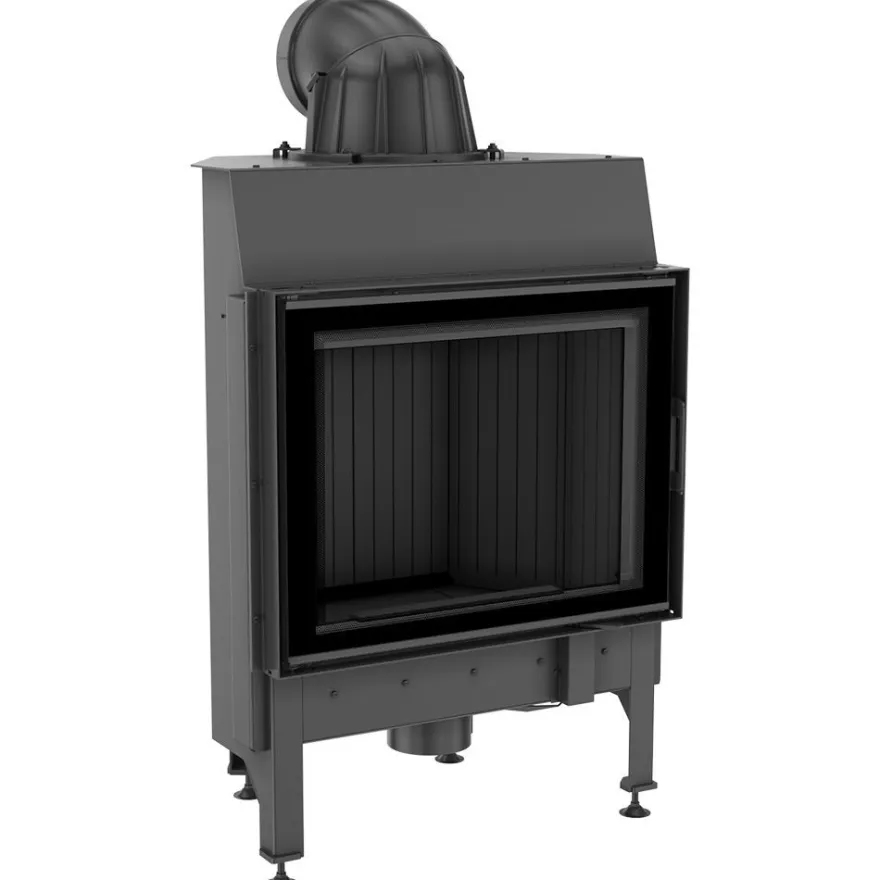 Kamineinsatz aus Stahl KRATKI NADIA 10 kW Ø 200 schwarz Verkleidung
