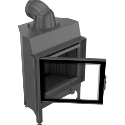 Kamineinsatz aus Stahl KRATKI NADIA 10 kW Ø 200 schwarz Verkleidung