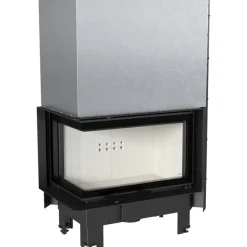 Kamineinsatz aus Stahl KRATKI MBM links 10 kW Ø 200 mit Schiebetür gebogenes Glas