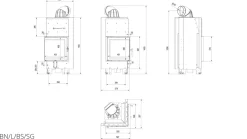 Kamineinsatz aus Stahl KRATKI MBN links 8 kW Ø 200 gebogenes Glas