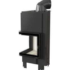 Kamineinsatz aus Stahl KRATKI MBN links 8 kW Ø 200 gebogenes Glas
