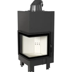 Kamineinsatz aus Stahl KRATKI MBN links 8 kW Ø 200 gebogenes Glas