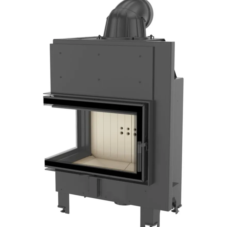 Kamineinsatz aus Stahl KRATKI MBM links 10 kW Ø 200 gebogenes Glas