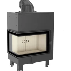 Kamineinsatz aus Stahl KRATKI MBM links 10 kW Ø 200 gebogenes Glas
