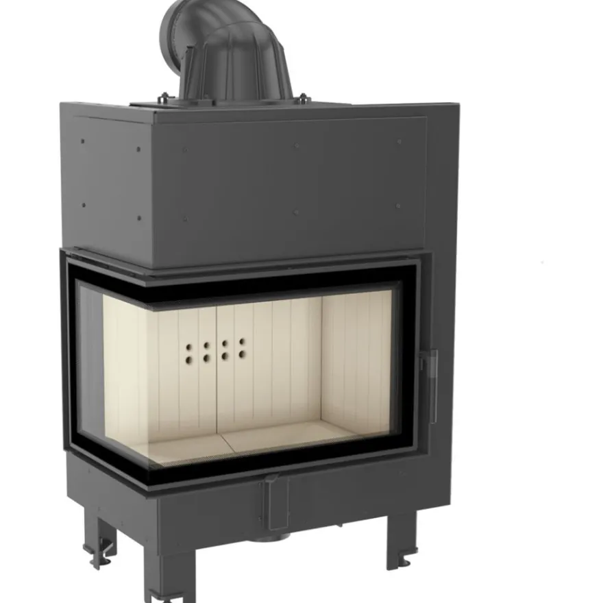 Kamineinsatz aus Stahl KRATKI MBM links 10 kW Ø 200 gebogenes Glas
