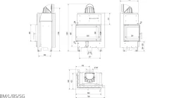 Kamineinsatz aus Stahl KRATKI MBM links 10 kW Ø 200 gebogenes Glas